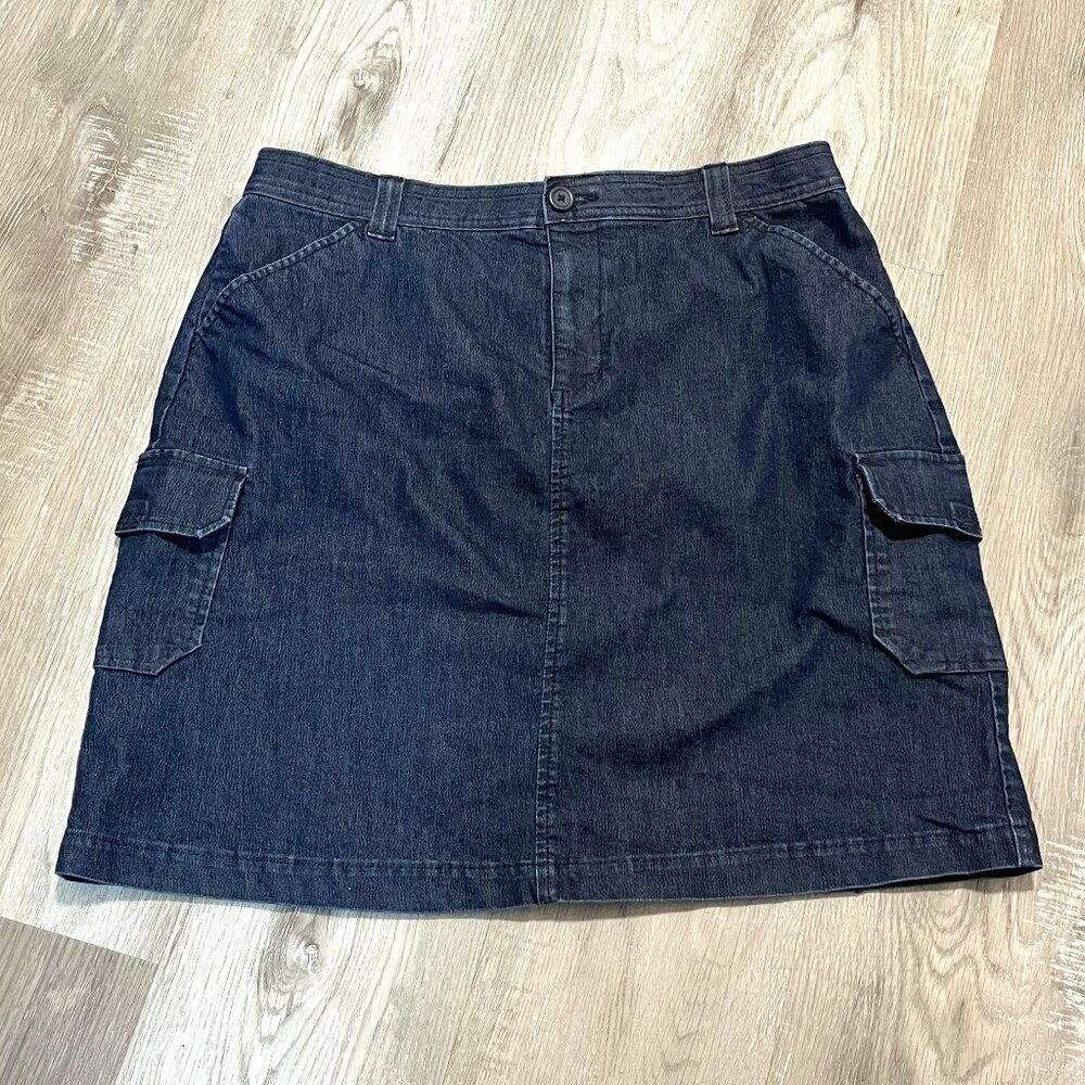 Riders by Lee Dark Blue Denim Preppy Mini Skirt with Cargo Pockets Size 14